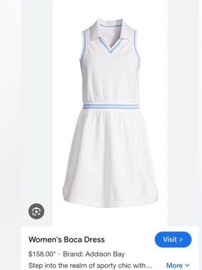 Addison Bay White Tennis Dress with Light Blue Trim